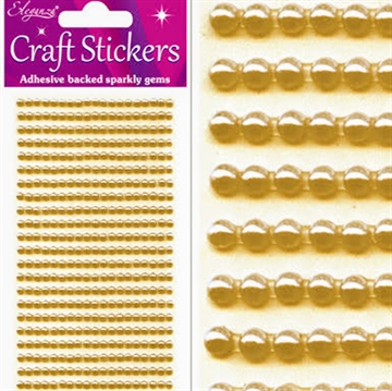 Stickers Små Guld Perler, 3 mm, Selvklæbende